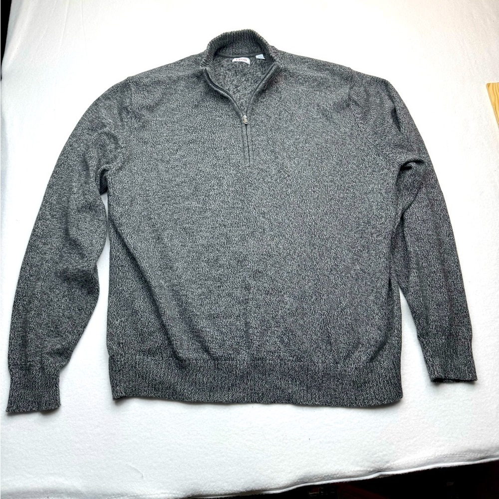 IZOD men’s heather gray sweater size 2X 2XL XXL knitted quarter zip zipper up